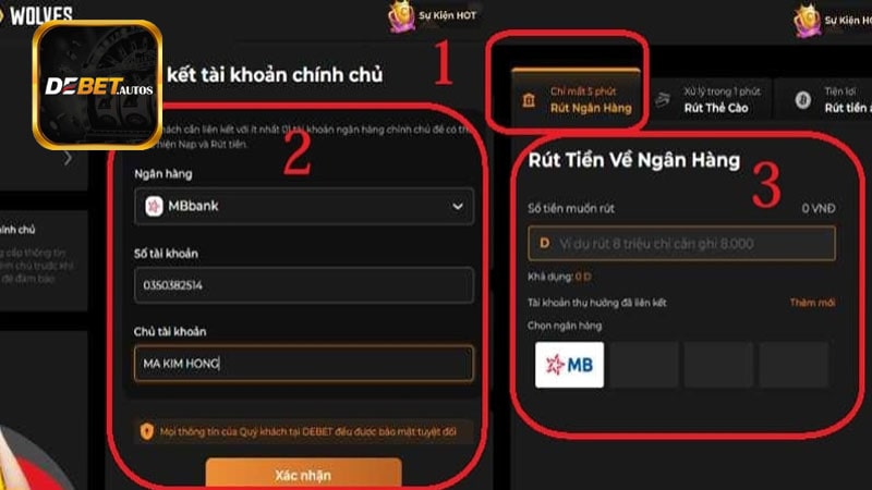 Quy trình rút tiền tại Debet nhanh gọn trong 1 phút